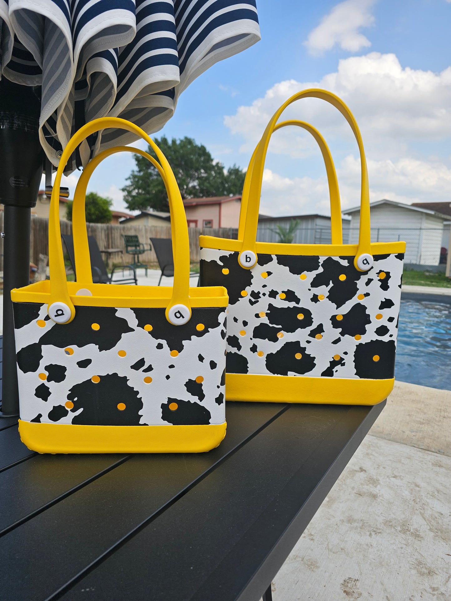 Cow print bogg like bag