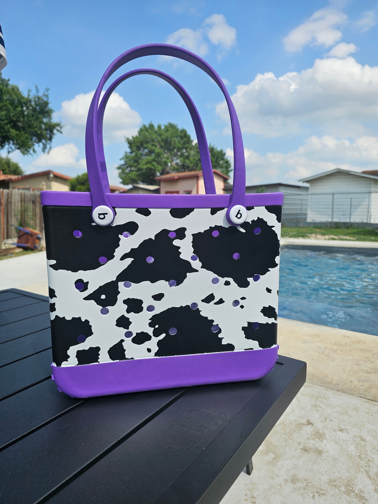Cow print bogg like bag