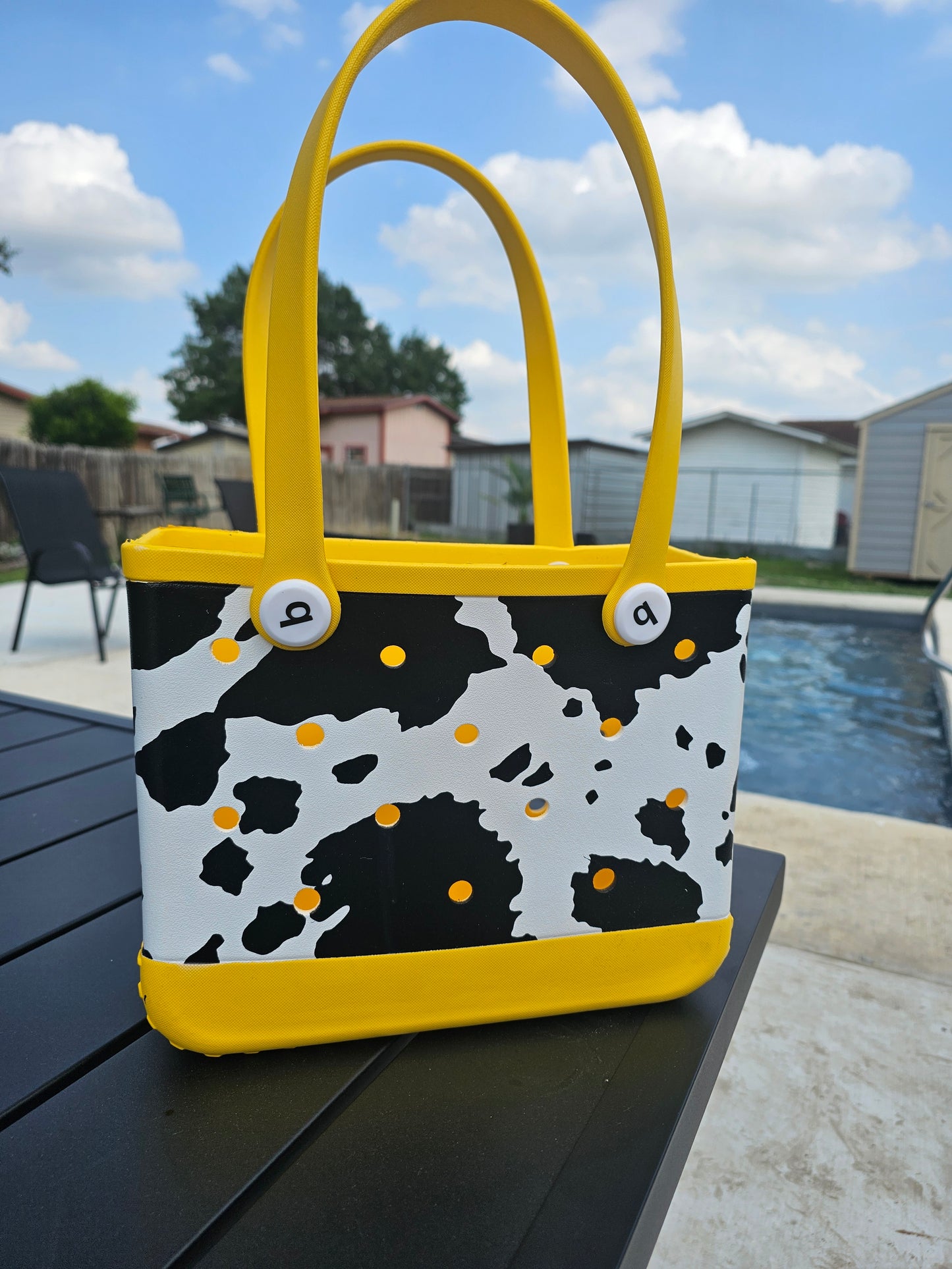 Cow print bogg like bag