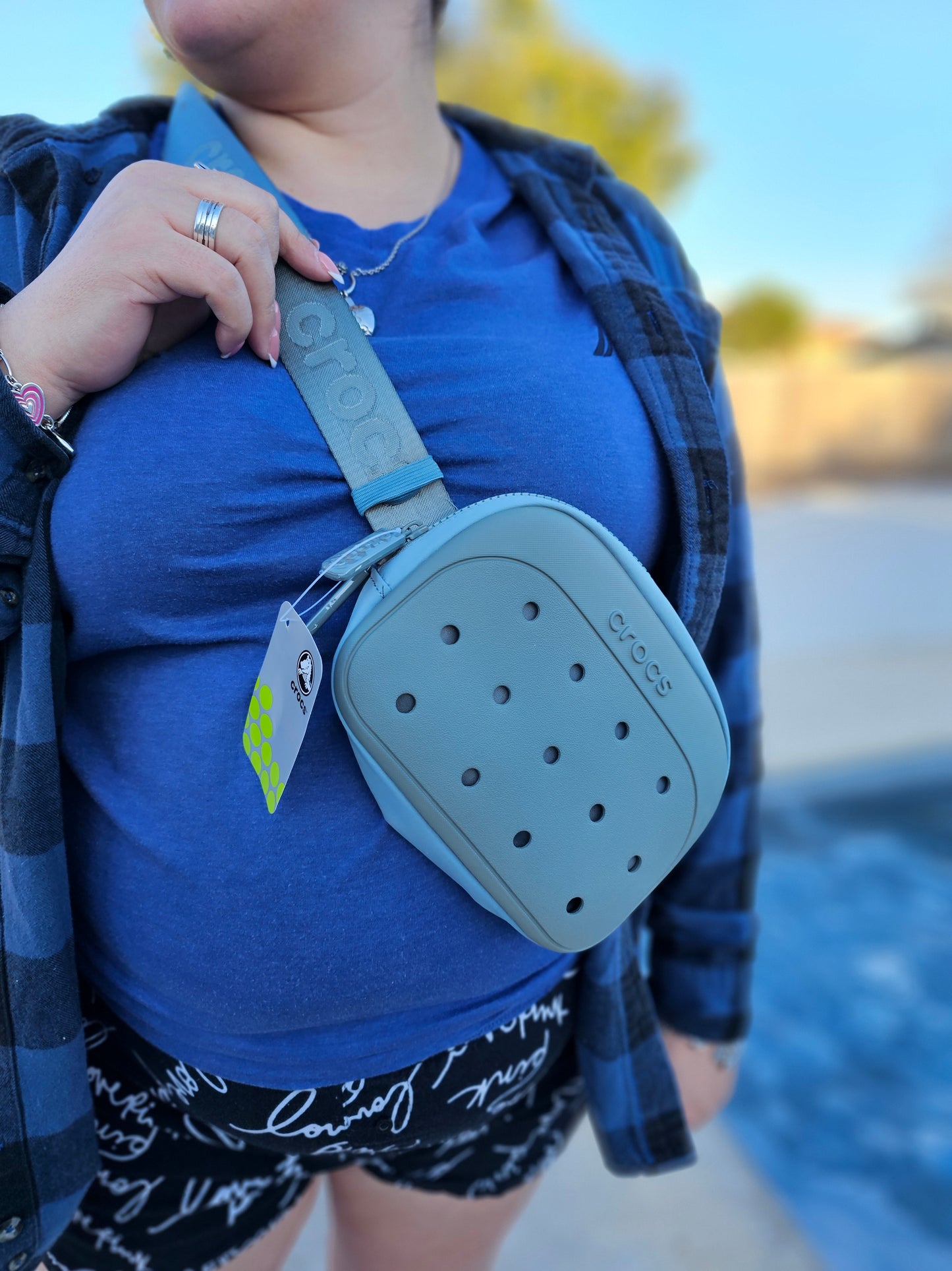 Grayish green Fanny pack/Chest bag (8in.x6in.) Belt fits up to 52in