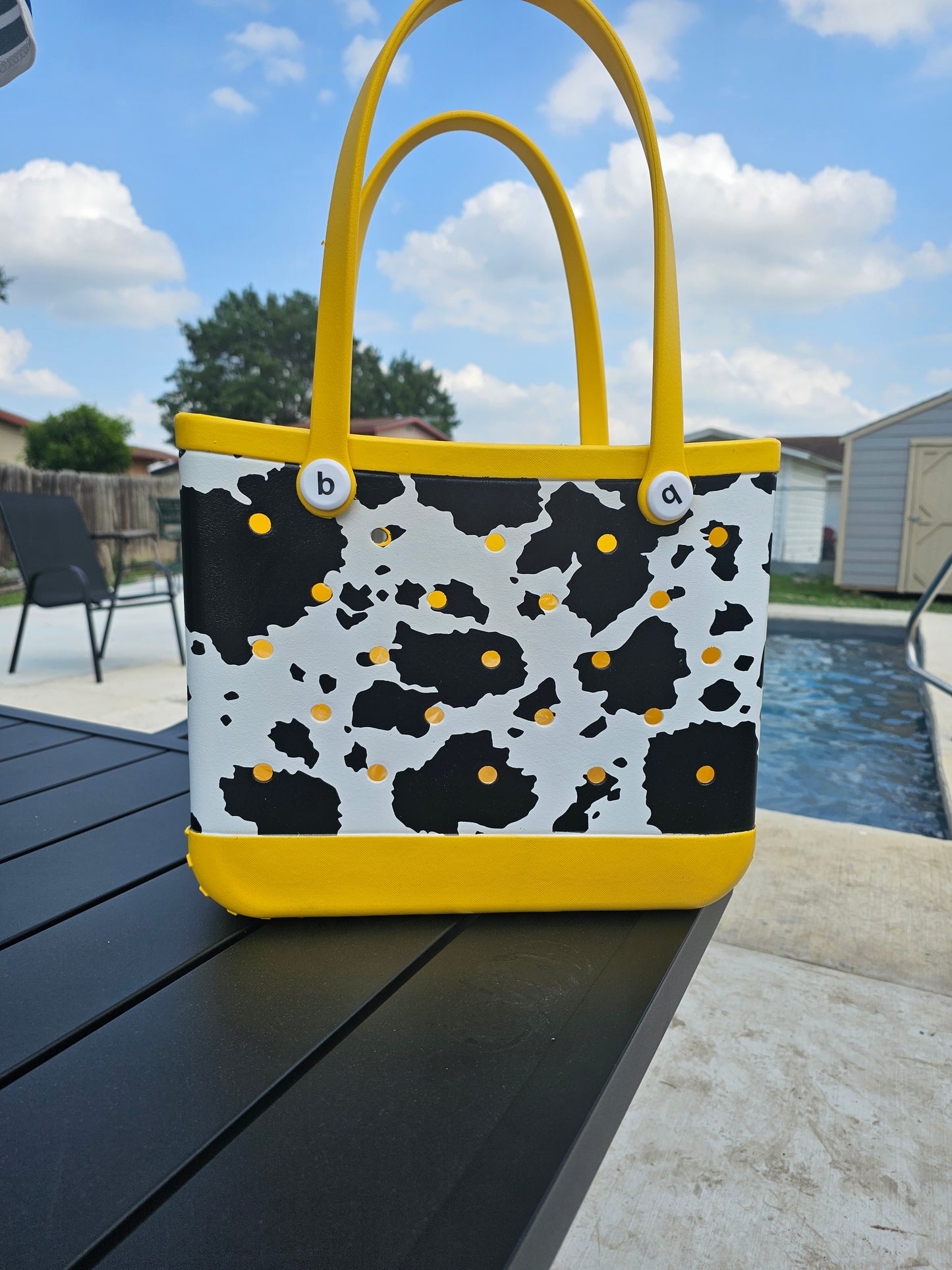 Cow print bogg like bag