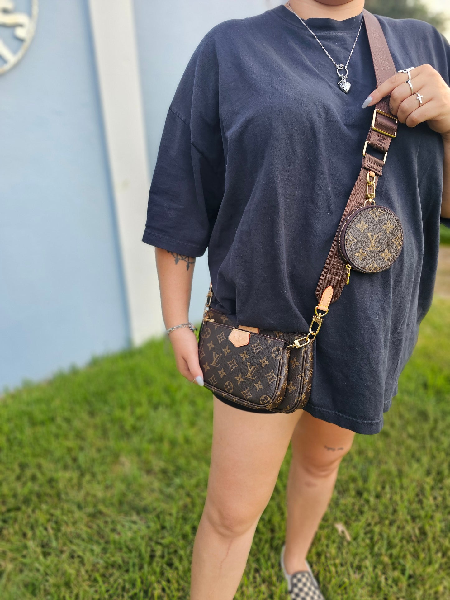 3 piece Crossbody w/ brown strap