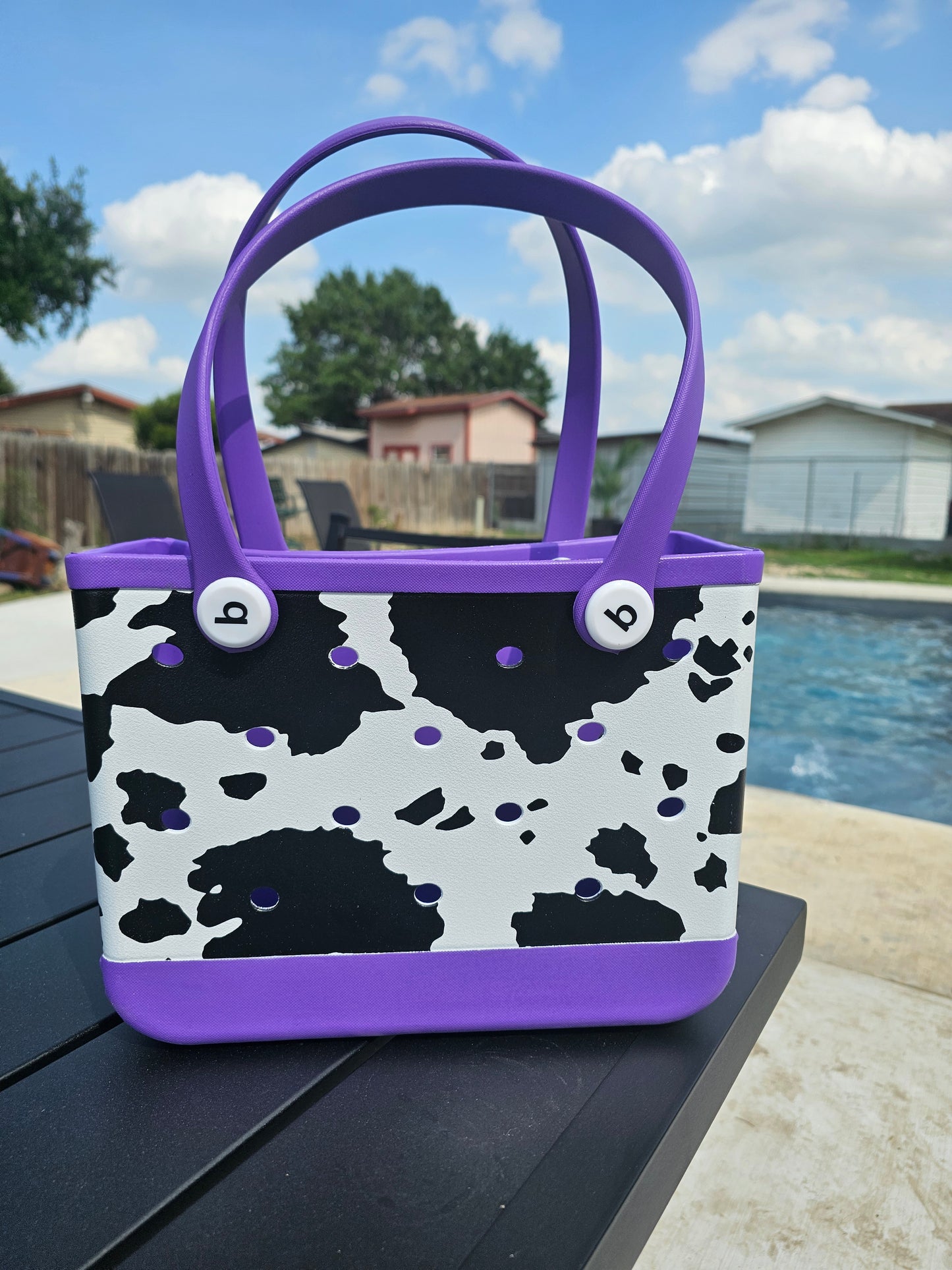 Cow print bogg like bag