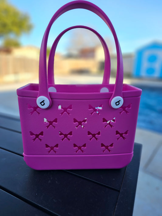 Pink small bogg like bow cut bag (11in.x8in.)