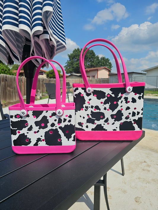 Cow print bogg like bag