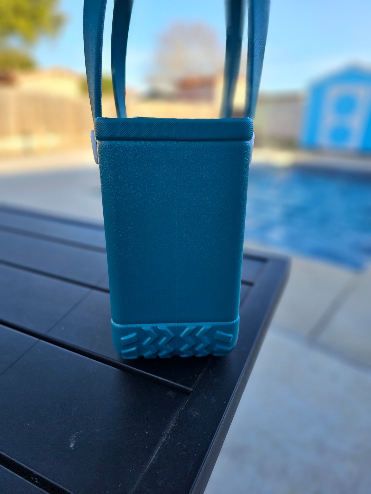 Teal small bogg like bow cut bag(11in.x8in.)